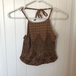 Charlotte Russe velvety pattern halter crop top